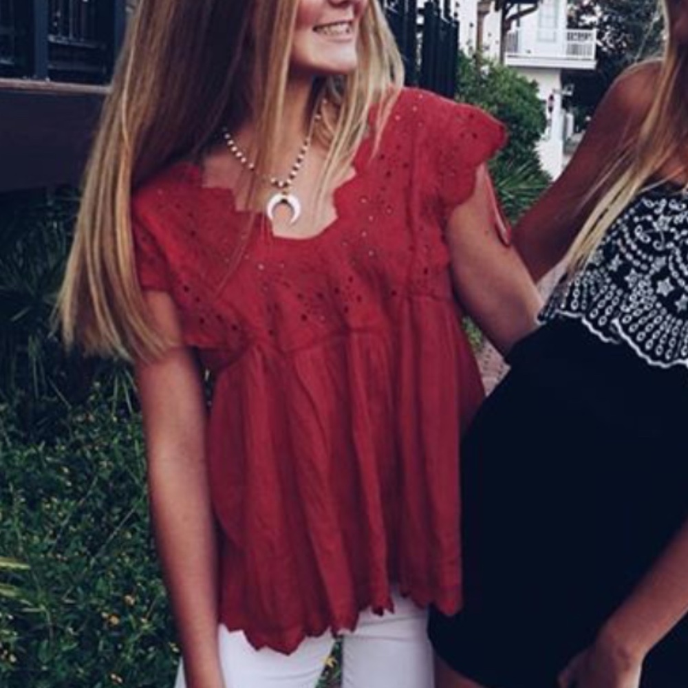 lucky brand red top